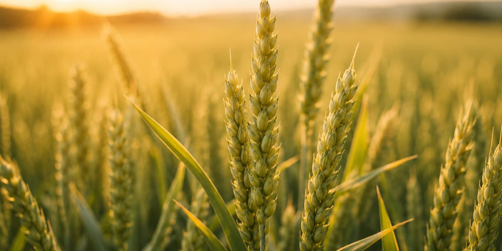 Ears of winter wheat in evening light