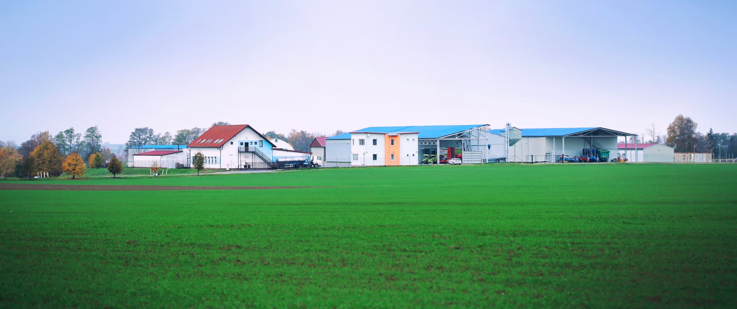 The Němcova farm site in Radonice seen across the field